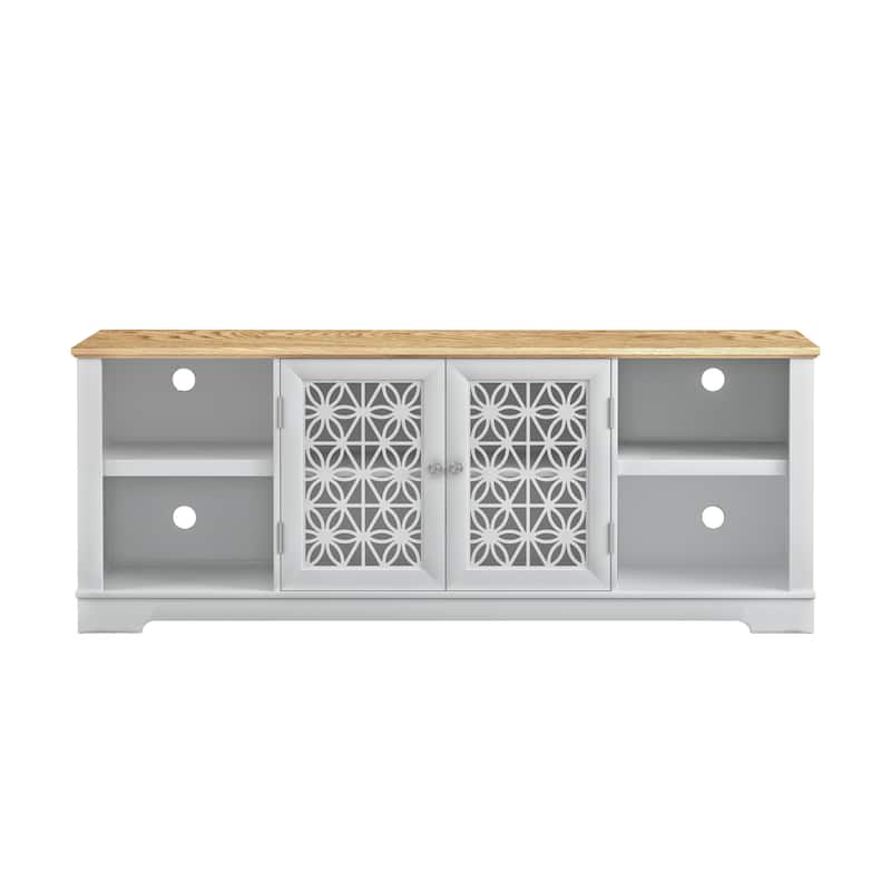 70 in. Rustic Decorative Floral Door TV Stand for up to 80" TVs