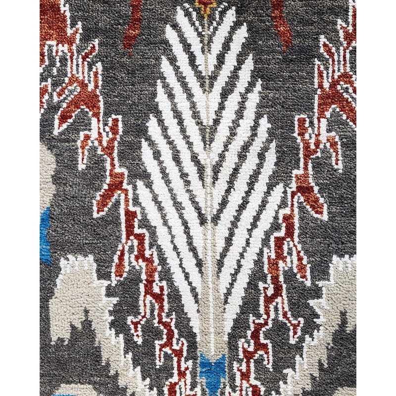 Ikat One-of-a-Kind Hand-Knotted Area Rug - Rust, 9' 0" x 12' 0" - 9' 0" x 12' 0"