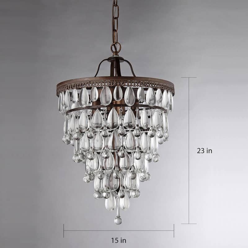 Martinee Antique Bronze and Crystal Inverted Pyramid Chandelier