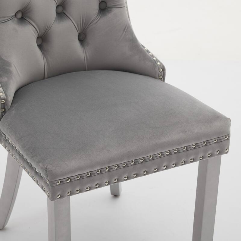 Roomfitters Upholstered Dining Chairs Set of 2 with Nailhead Trim and Wood Legs, Modern Side Chairs for Kitchen