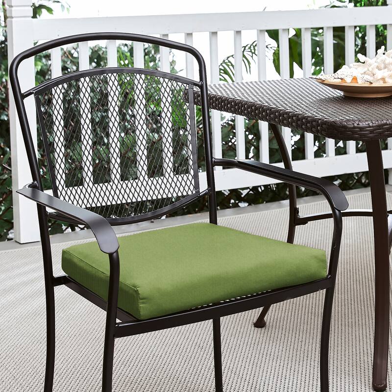 Sorra Home Sunbrella Outdoor Chair Cushion - Sunbrella - Spectrum Cilantro - 19 in W x 19 in D x 2.5 in H