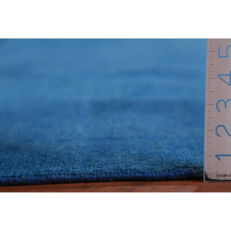 Hand Knotted Oriental 100% Wool Carpet Modern Solid Navy Blue & Blues Gabbeh Area Rug - 13' 4'' X 9' 11''