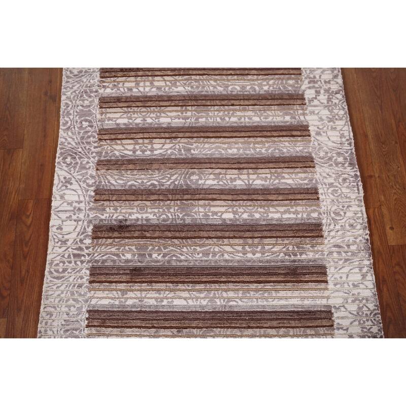 Striped / Abstract Oriental Accent Rug Handmade Wool Carpet - 2'8" x 5'0"