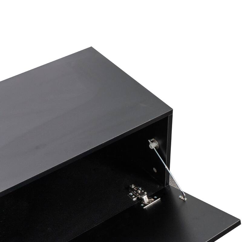 Black Television Cabinet for Living Room, Wall Mounted TV Stand Entertainment Center with Storage Cabinet - 63"