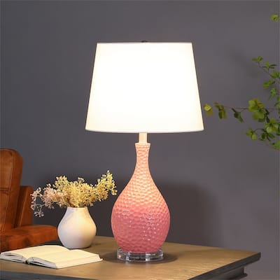 28 Inch Mid-Century Pebble Resin Table Lamp