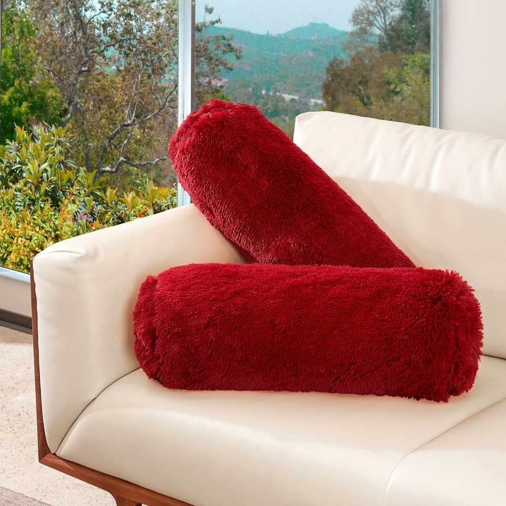 Red fuzzy 2025 throw pillows