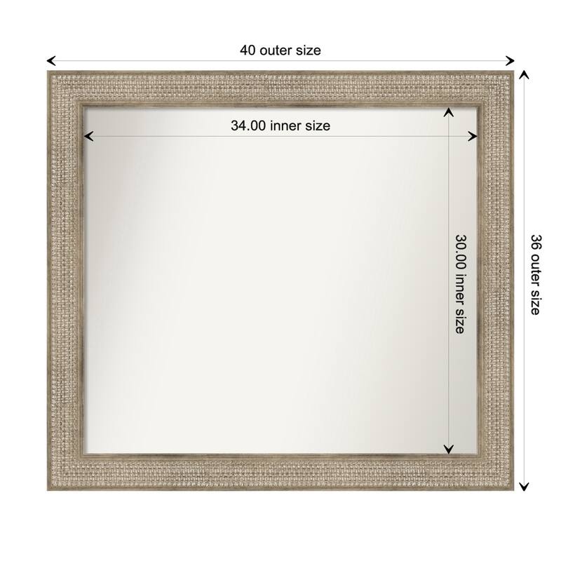 Trellis Silver Framed Non-Beveled Custom Wall Mirror, Bathroom Vanity Mirror - Outer Size: 40 x 36