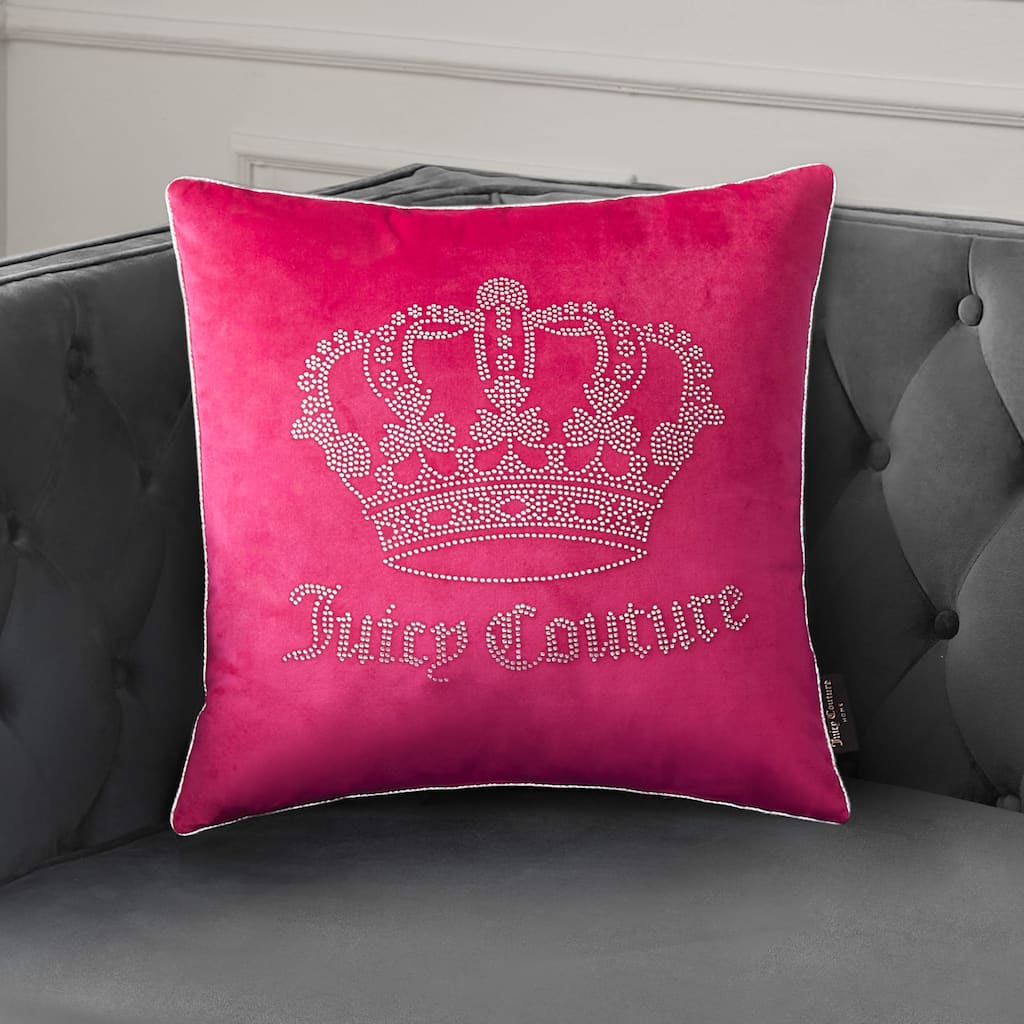 Juicy Couture Gothic Rhinestone Crown Pillow 20" x 20"