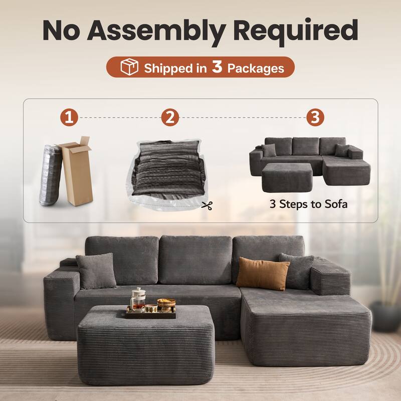 ​​OVIOS Lazy Chaise Lounge Sofa with Ottoman​