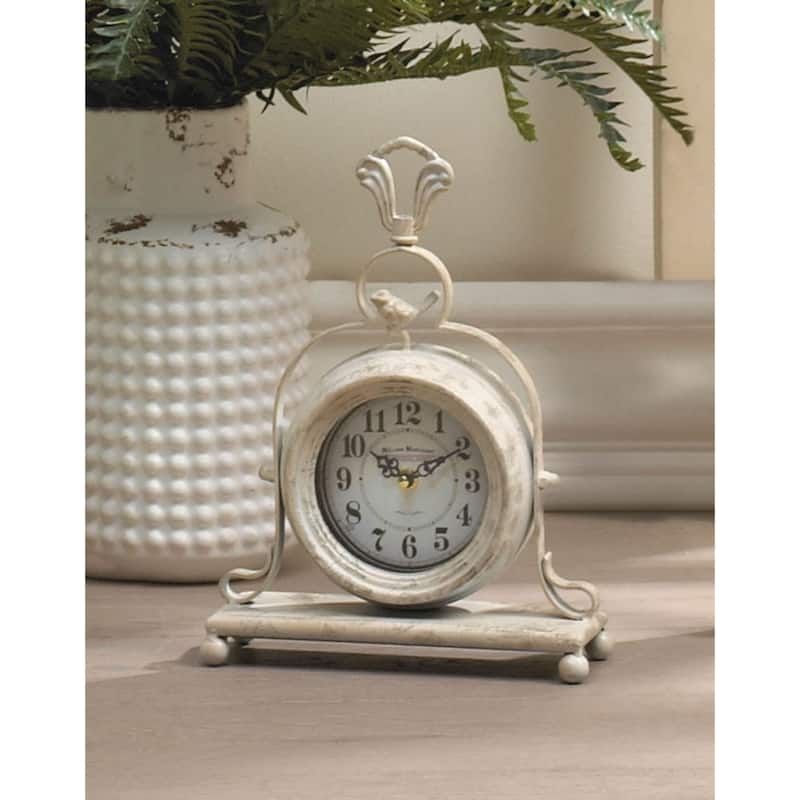 Vintage Style Tabletop Clock - 12.5" - White and Black