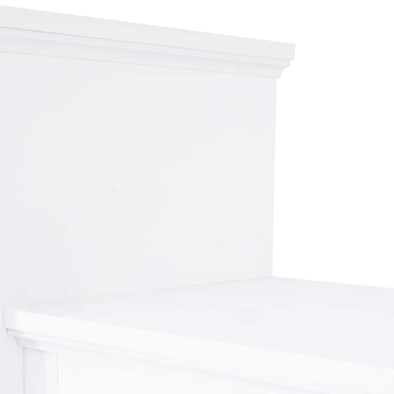 White Entertainment Wall Unit with Bridge and Tempered Glass Door, TV Console Table for TVs up to 70"
