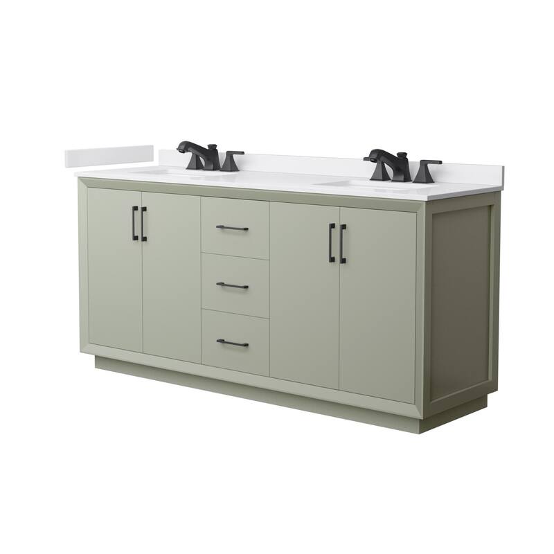 Wyndham Collection WCF4141-72D-VCA-US3MXX Strada 72" Free Standing - Light Green / White Cultured Marble Top / Matte