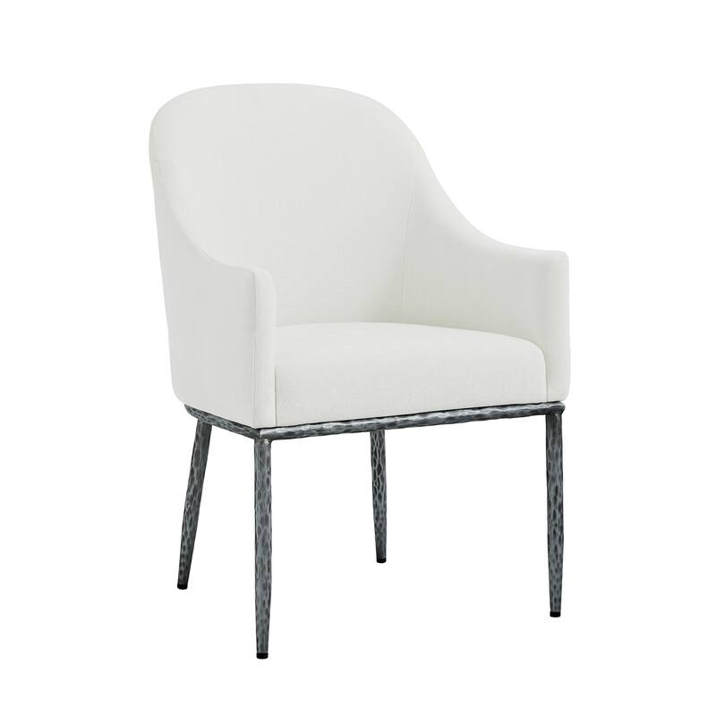 Christopher Knight Home - Ameson Artisan Upholstered Dining Chairs Set with Amrest, Hammered Metal Legs & Padded Seat