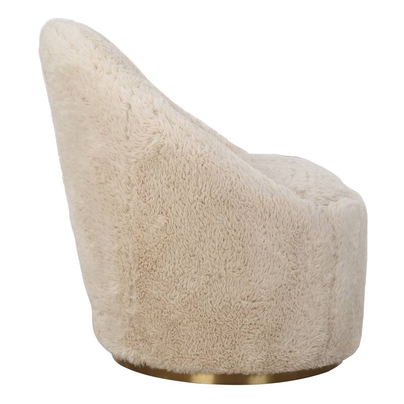 Solid Contemporary Swivel Chair - 33" - Beige