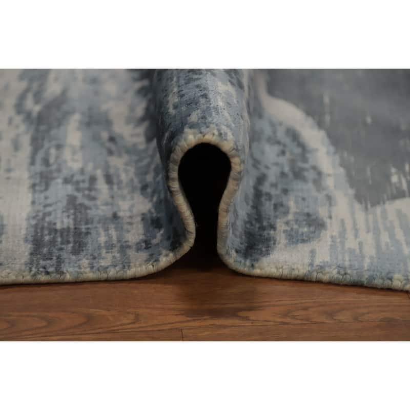 Hand Knotted Oriental Viscose Silk Carpet Modern Pictorial Multi-Colored Abstract Area Rug - 7' 8'' X 5' 7''