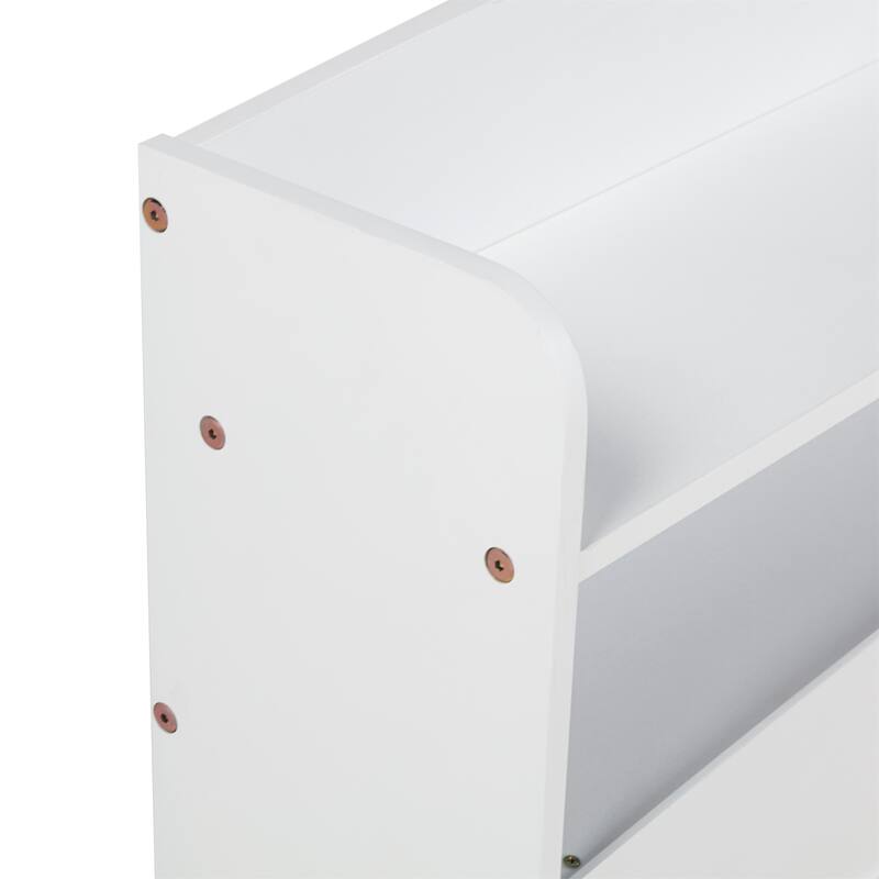 Twin Size Pine Bed w/ Bookcase Headboard ,LED Sensor Light, Guardrails