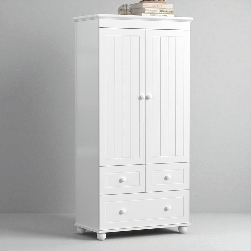 62.7" Tall Bathroom Storage Cabinet with 3 Drawers and Adjustable Shelf, Freestanding Organizer with Doors - White