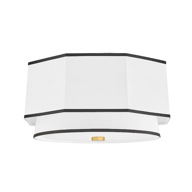 Hudson Valley Lighting Riverdale 2 Light 18" Wide Flush Mount Drum - Aged Brass