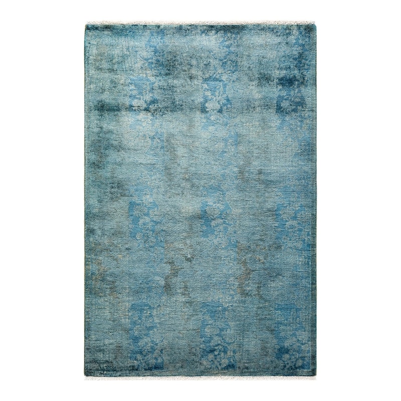 Fine Vibrance, One-of-a-Kind Hand-Knotted Runner Rug - Blue, 2' 9" x 4' 2" - 2' 9" x 4' 2"