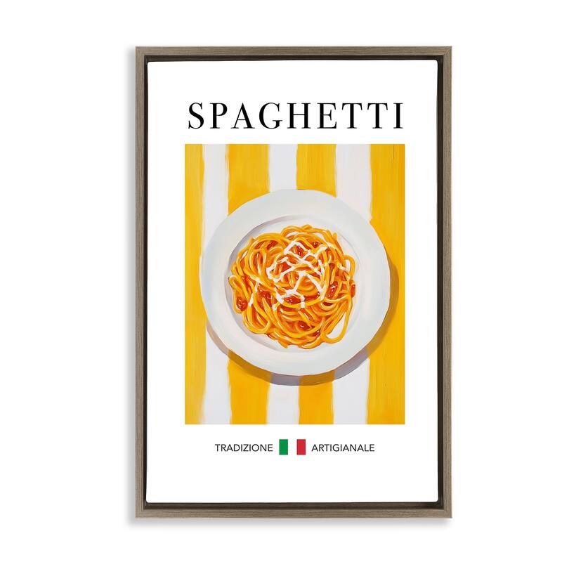 Stupell Traditional Spaghetti Pasta Framed Floater Canvas Wall Art Design By Andreas Magnusson - 17 x 25 - Brown