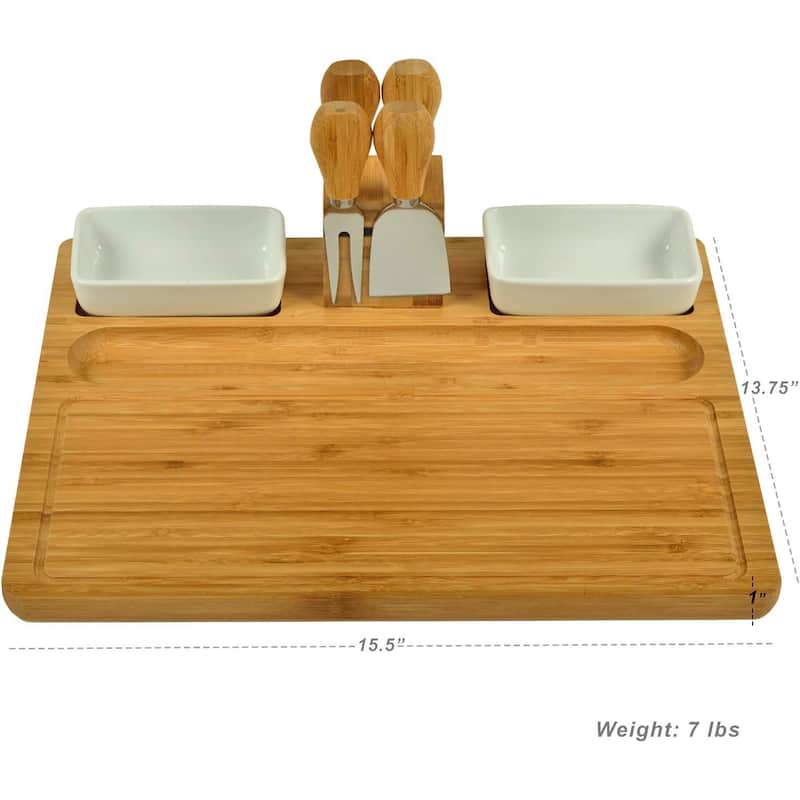Personalized 7 piece Charcuterie Board with Bowls & Cheese Tools