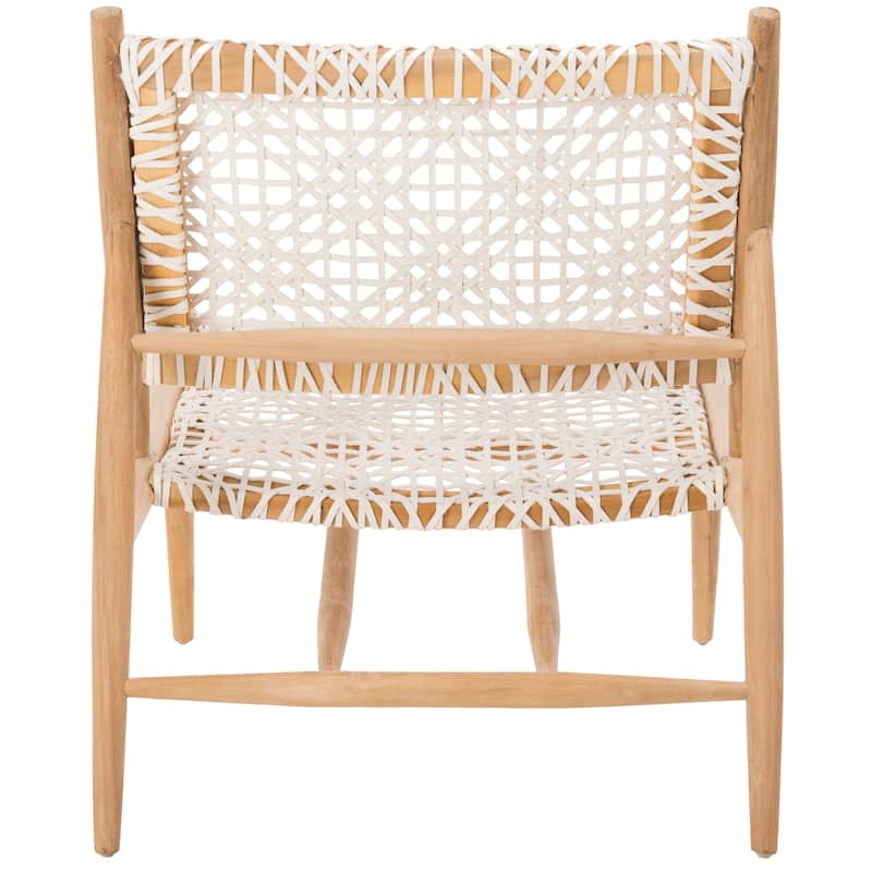 SAFAVIEH Bandelier Open Leather Weave Squared Accent Chair. - 26" W x 32" D x 31" H