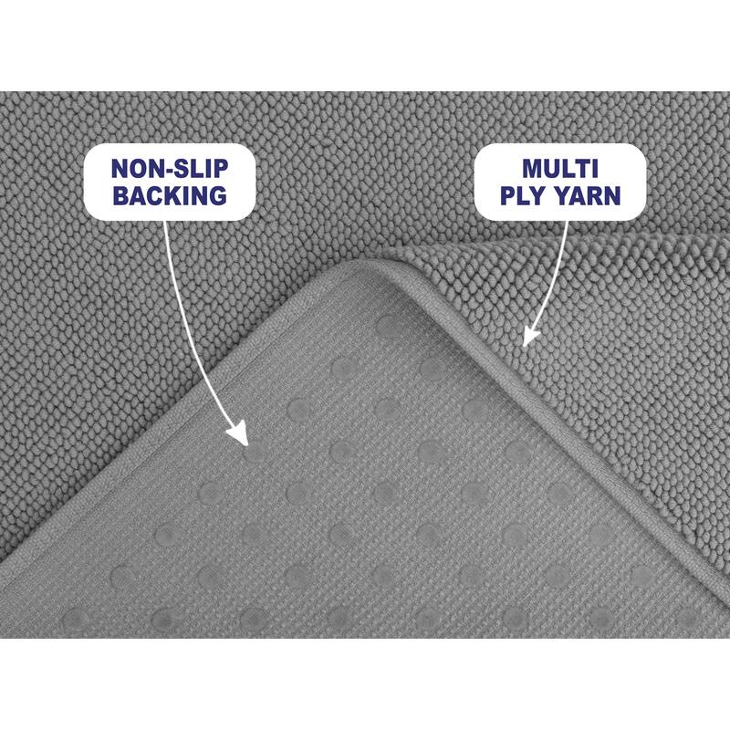 American Soft Linen 100% Cotton Bath Mat Rugs, 20x34 inches Slip Resistant Bottom Base Bath Mats for Bathroom
