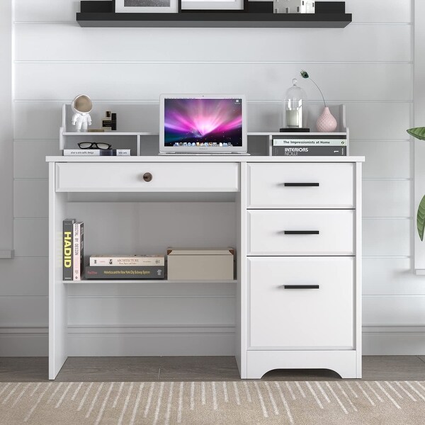 White Desk with Drawers 44 Inch Desk with Storage Drawers Home Office Wood Writing Table with Hutch Small Desk with Drawers Bed Bath Beyond 40179627