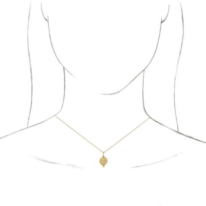 Curata 14k Yellow Gold Polished Beaded Disc 16-18" Necklace 15.8x10.7 mm