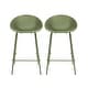 preview thumbnail 27 of 38, Set of 2 26-inch Contemporary Eiffel Dowel DSW Counter Height Stool Barstool With Backs For Kitchen Home Side Break Room Green