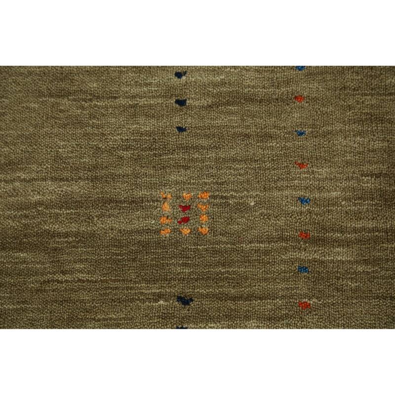 Hand Knotted Oriental 100% Wool Carpet Tribal Tribal Green Gabbeh Area Rug - 5' 0'' X 3' 2''