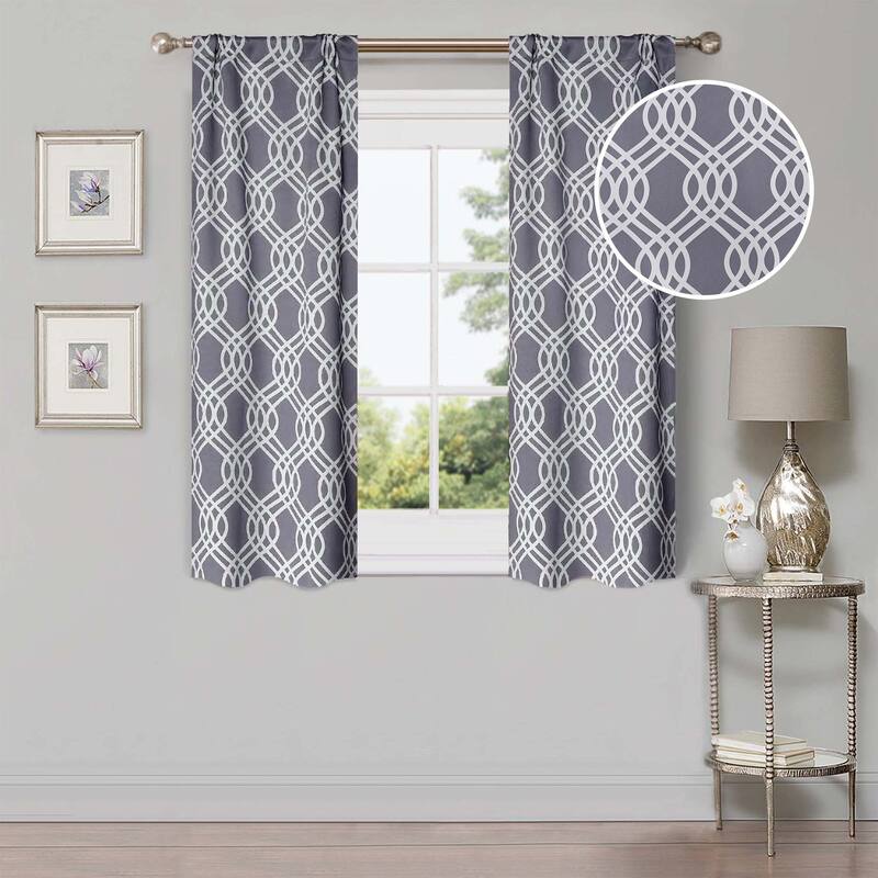 Superior Ribbon Washable Room Darkening Curtains, Set of 2 Panels - 26" x 63" - Silver