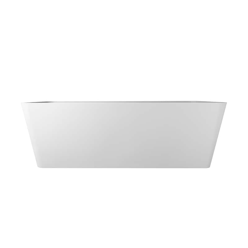 67 Inch Solid Surface Freestanding Soaking Bathtub in Matte White