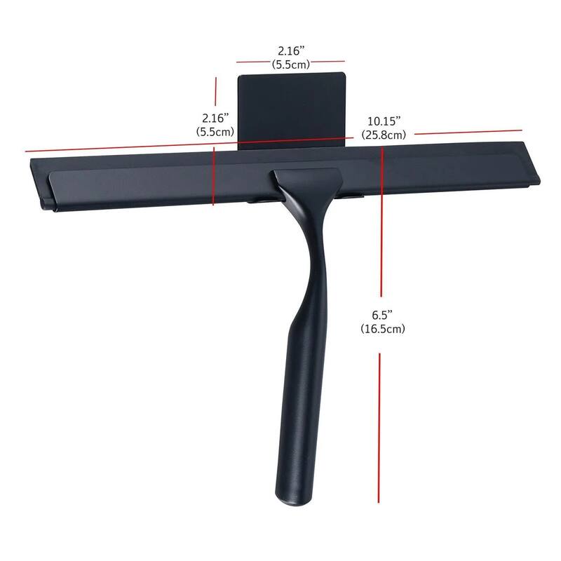 Matte Black Stainless Steel Window Bathroom Cleaning Squeegee - 10"