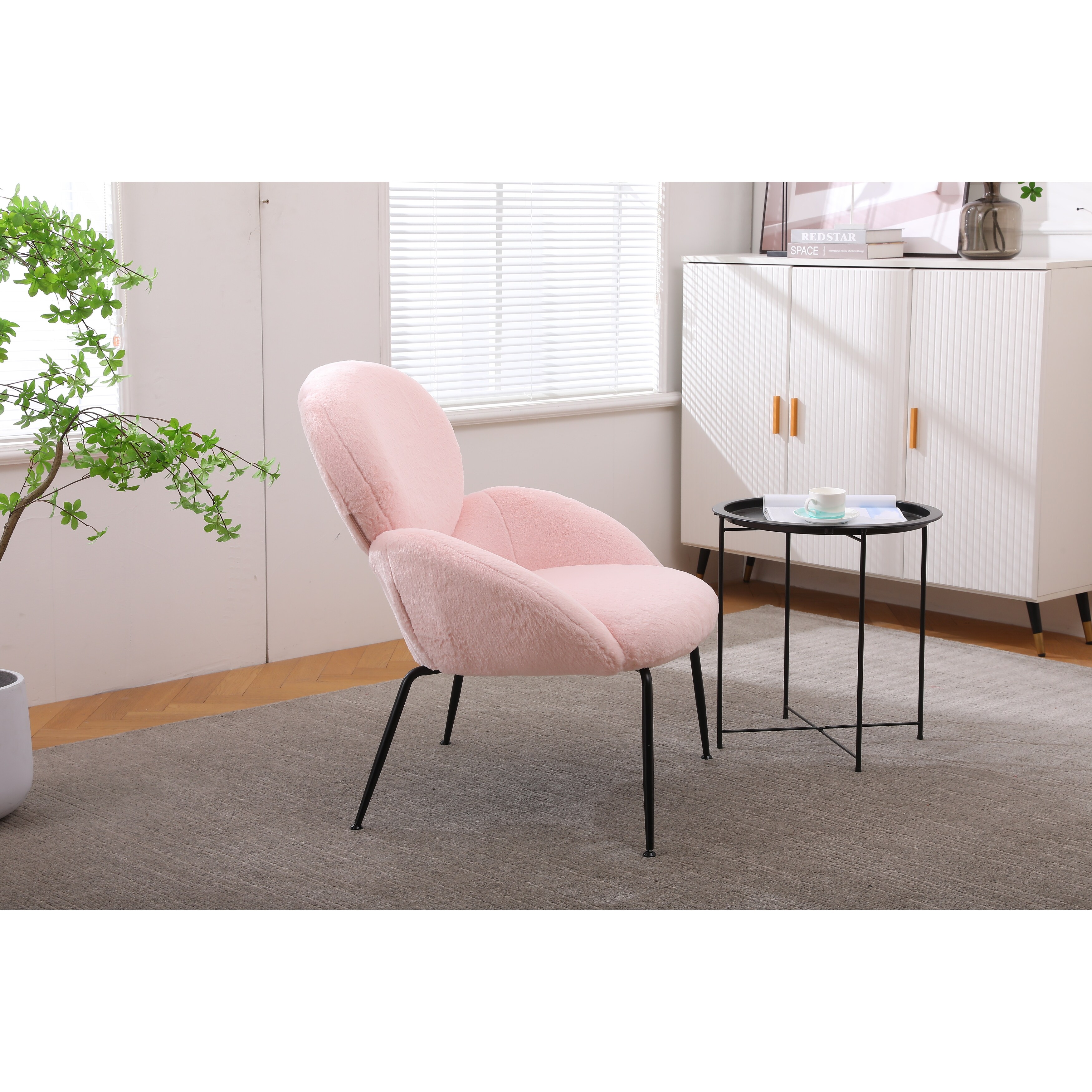 Sherpa Chairs Accent Armchairs Modern Upholstered Chairs w Black