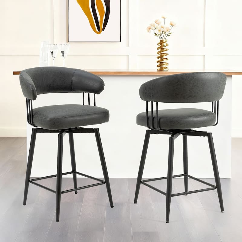 Glitzhome 26 or 31 Inches Modern Upholstered Swivel Counter Height Bar Stools