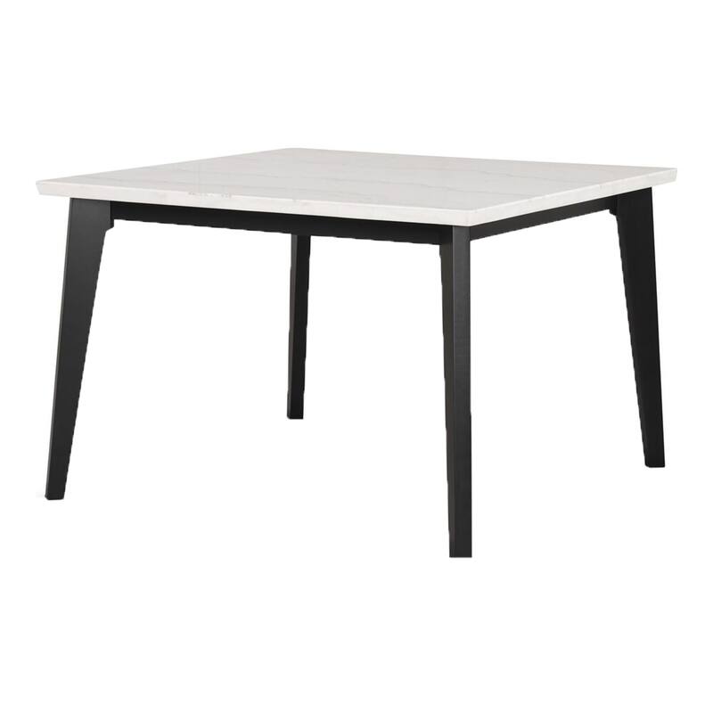 Soa Dining Table, 54 Inch Square White Marble Top, Black Legs - Black, White