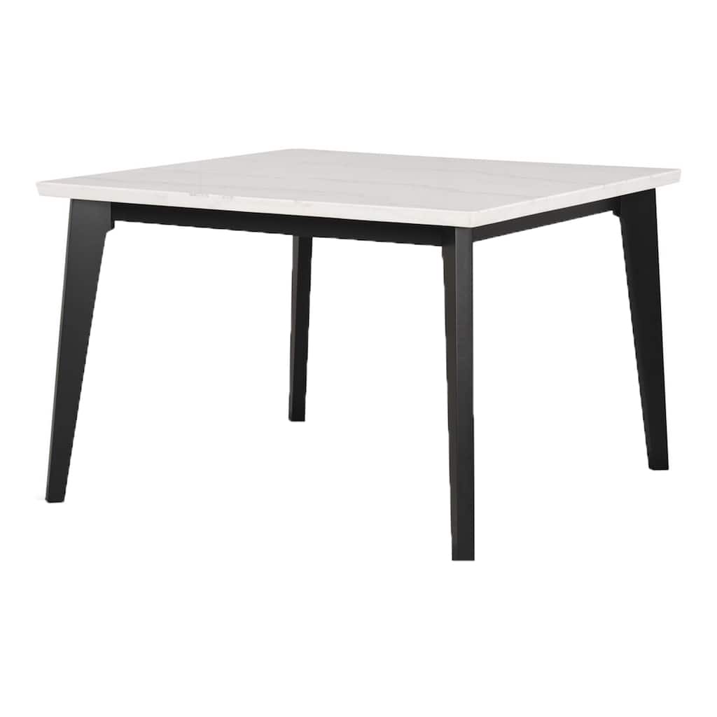 Soa Dining Table, 54 Inch Square White Marble Top, Black Legs - Black, White