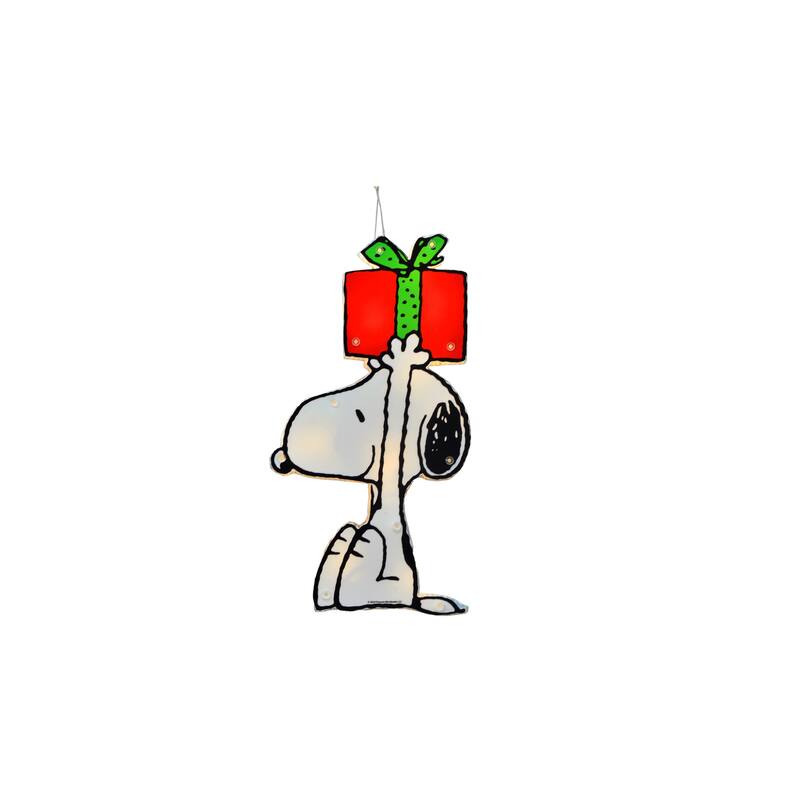 12" Peanuts 2 PC PreLit LED Holiday Window Décor Snoopy and Charlie Brown