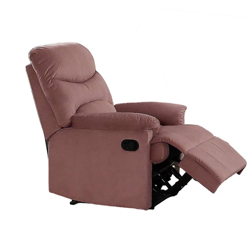 Karry Manual Recliner Chair, Cushioned Blush Pink Velvet, Solid Wood