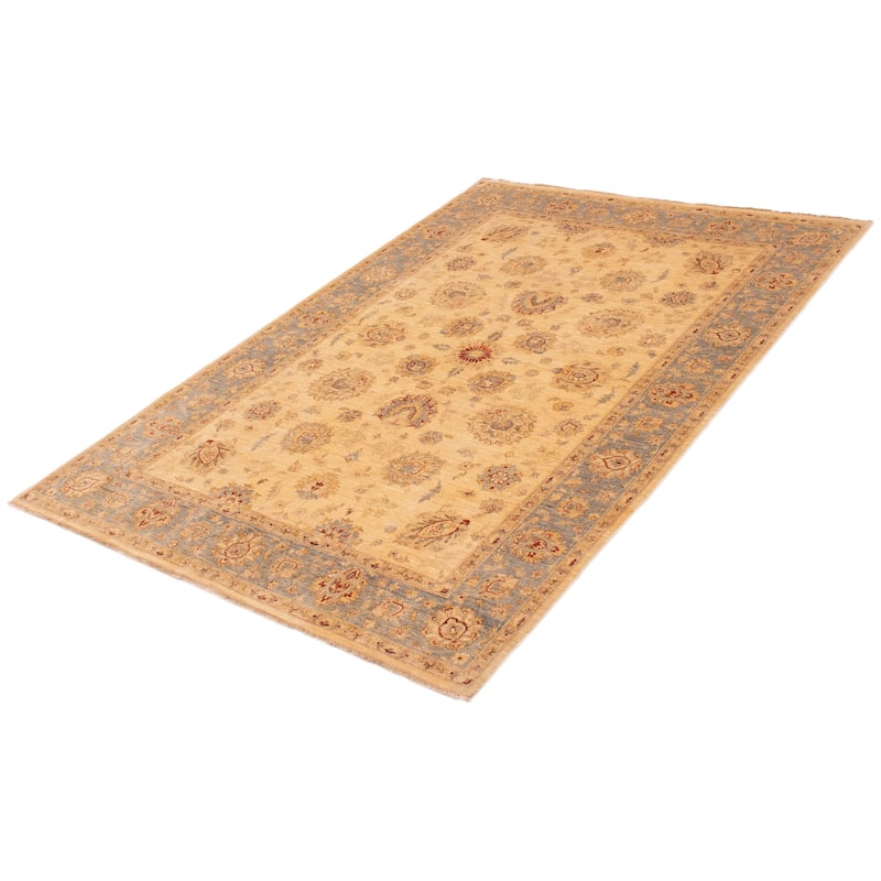 ECARPETGALLERY Hand-knotted Chobi Finest Ivory Wool Rug - 6'7 x 9'6