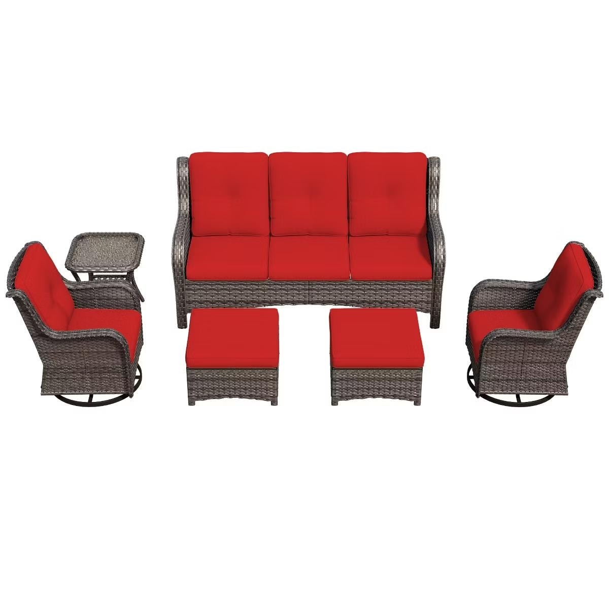 COZYWOR 6-Piece Wicker Outdoor Sectional Sofa Set