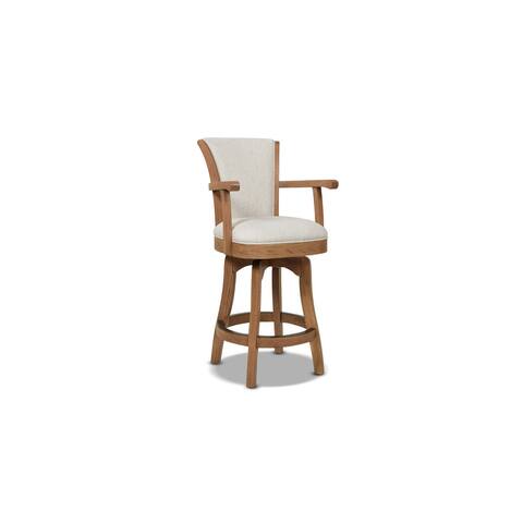 Williams 360 Swivel Counter & Bar Stool White with Armrests, Pepper Stain Resistant Fabric