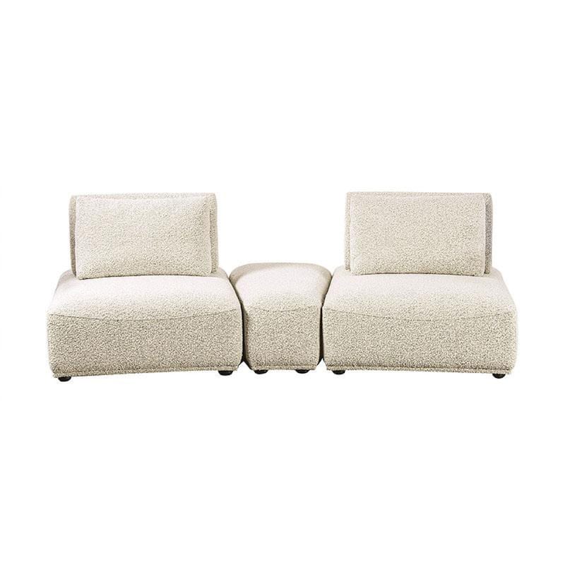 Stavan Modular Curved 2 Seat Sofa, Beige Boucle Adjustable Seat Depth