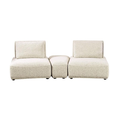 Stavan Modular Curved 2 Seat Sofa, Beige Boucle Adjustable Seat Depth
