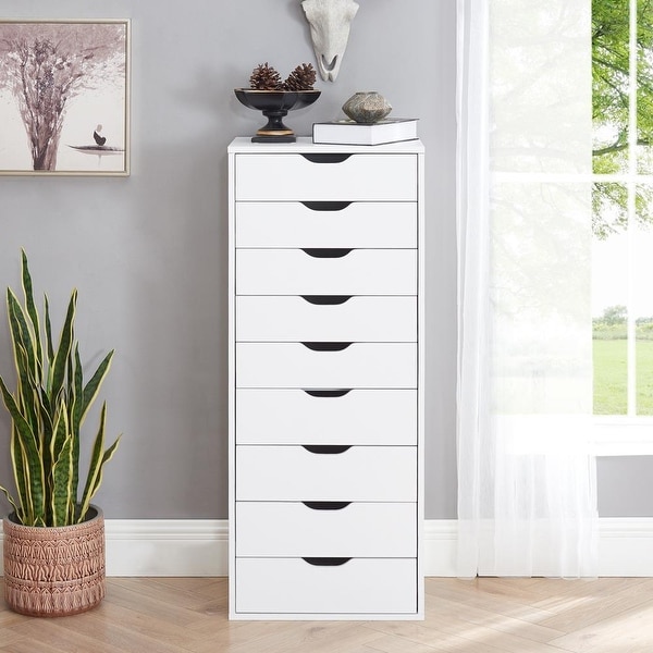 Narrow Wooden 9 Drawer Cabinet with Smooth Glide Drawers and Top Storage Shelf On Sale Bed Bath Beyond 35727853