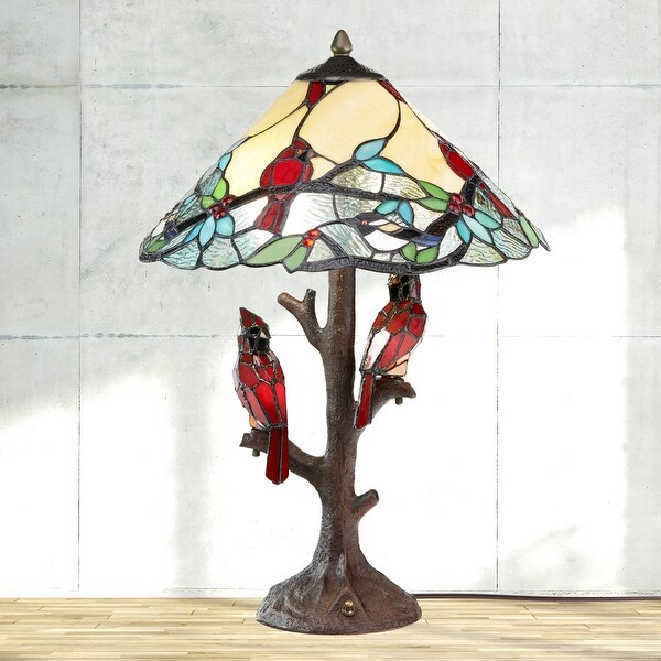 Copper Grove Tongamamao 3-light Stained Glass Cardinal Lamp (23.75