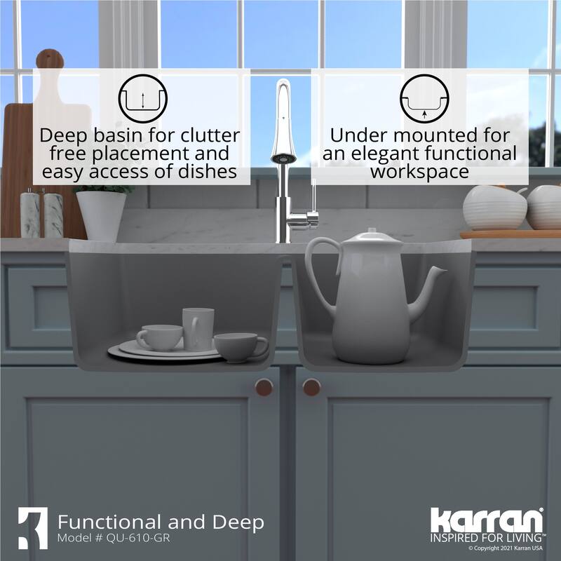 Karran Undermount Quartz Double Bowl Kitchen Sink