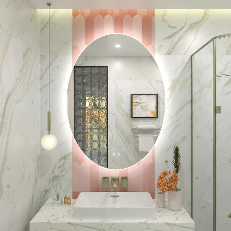 KIOTEE Oval Backlit LED Lighted Anti-Fog Bathroom Vanity Mirror with ETL and 3-Year Warranty - 30x22