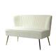 HULALA HOME Monica Modern Velvet Tufted Loveseat with Metal Legs - IVORY